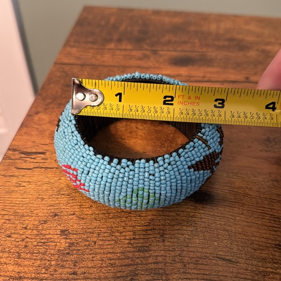 Beaded Bangle Bracelet, Blue, Black, Red, Green, Boho, Vintage - Picture 9 of 9